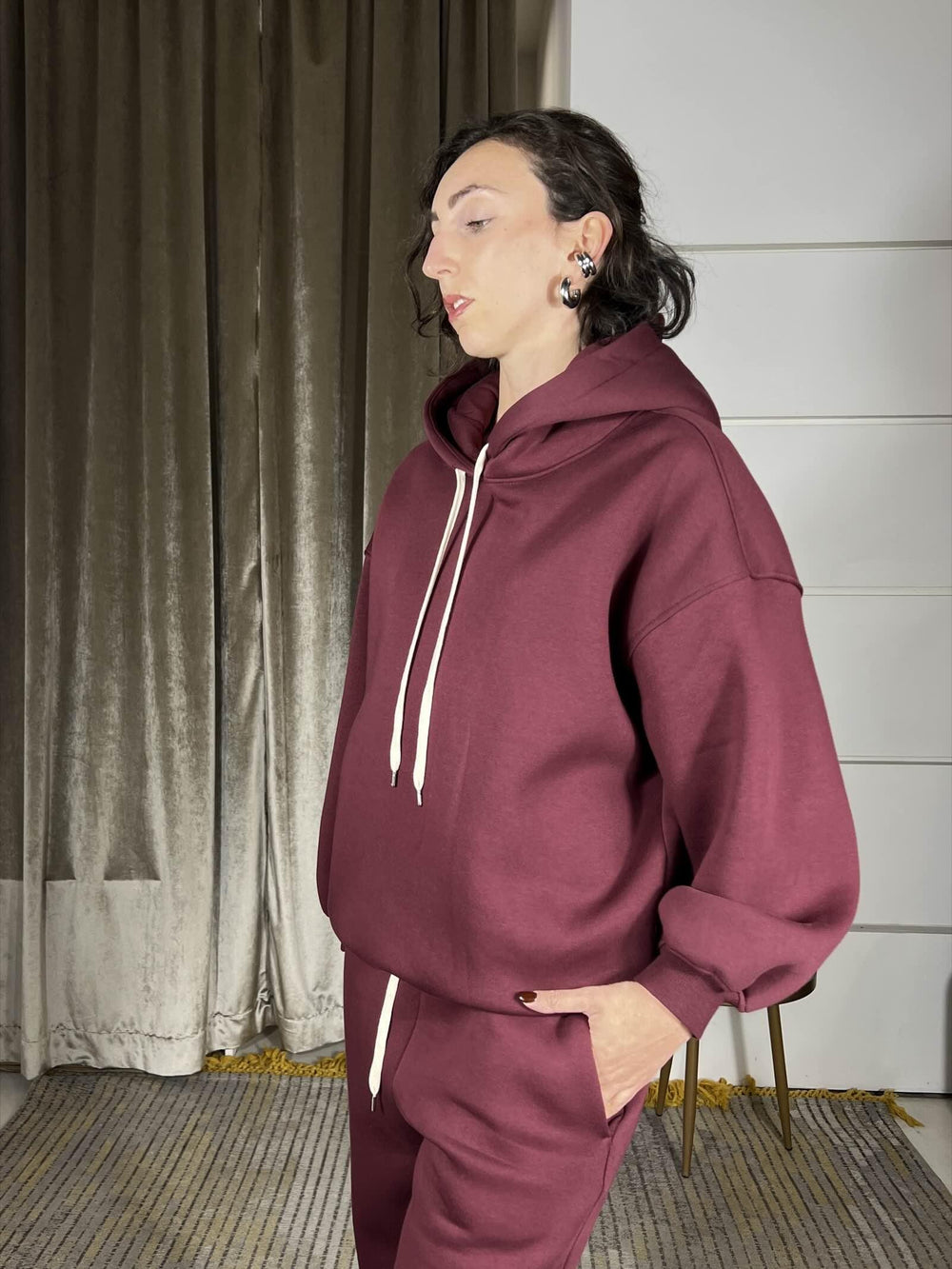 FELPA BORDEAUX  CON CAPPUCCIO FELPATA TF1859BORDEAUX VICOLO