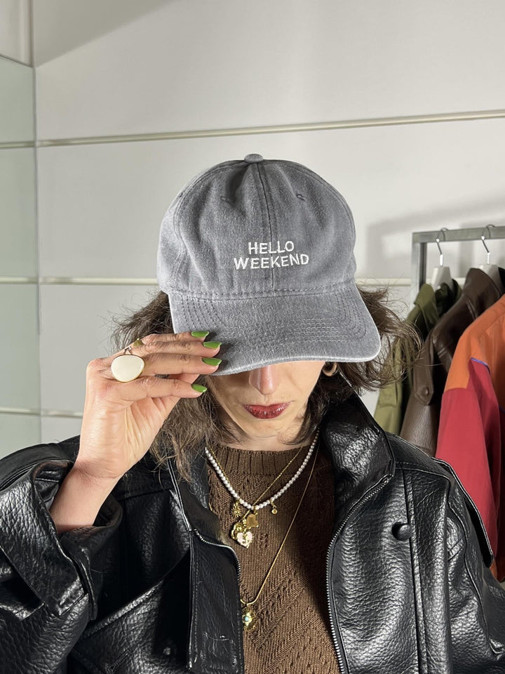 cappello baseball grigio con scritta hello weekend CAPP26SF1GRIGIO TWO WAY