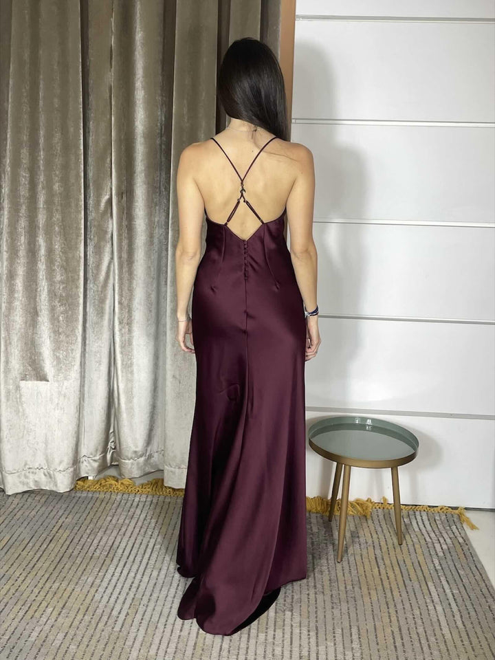 abito lungo a sirena bordeaux scuro 8A1565A563M536 PATRIZIA PEPE