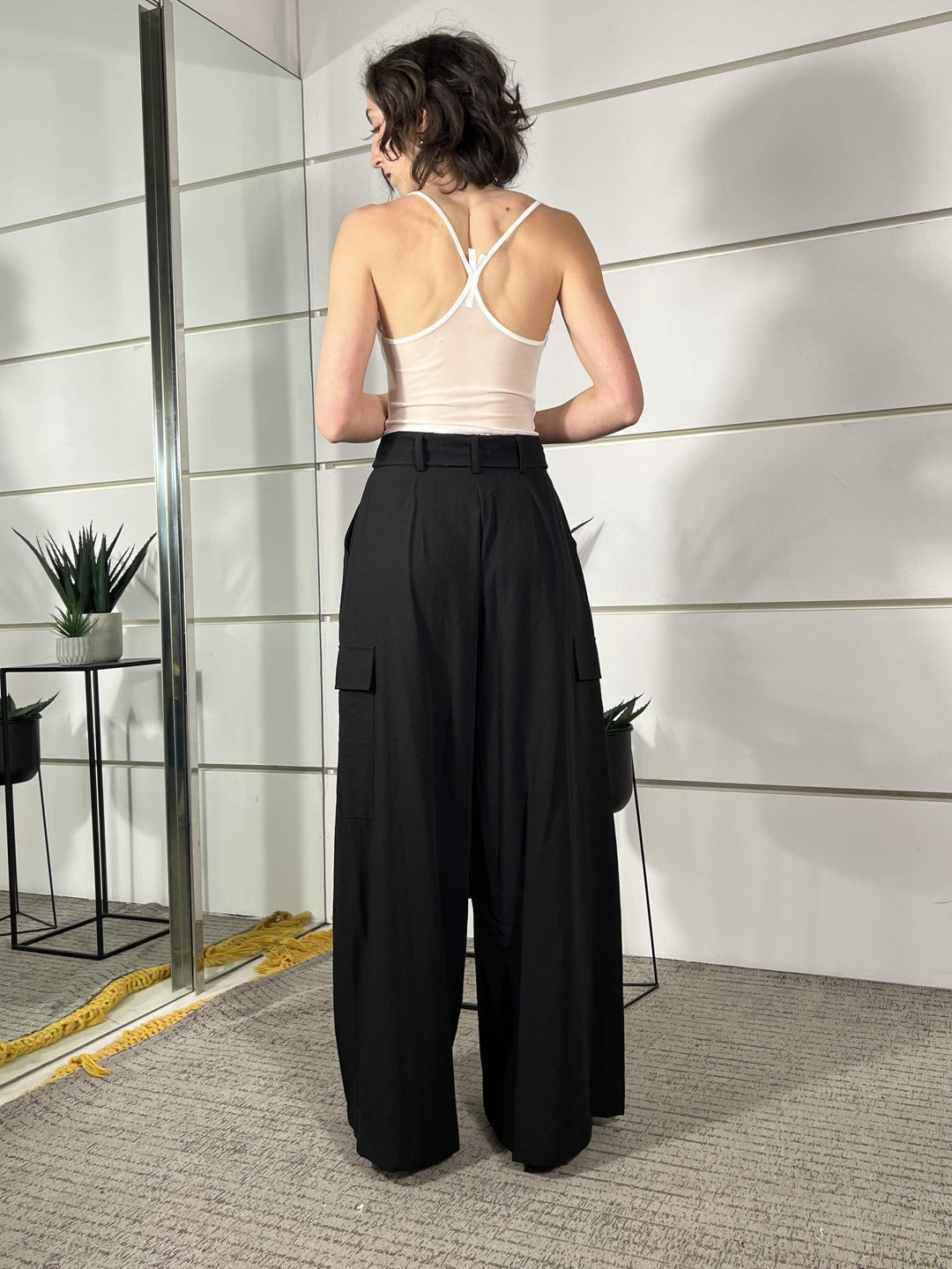 pantalone con pinces nero in cotone e viscosa 10497NERO SUSY MIX