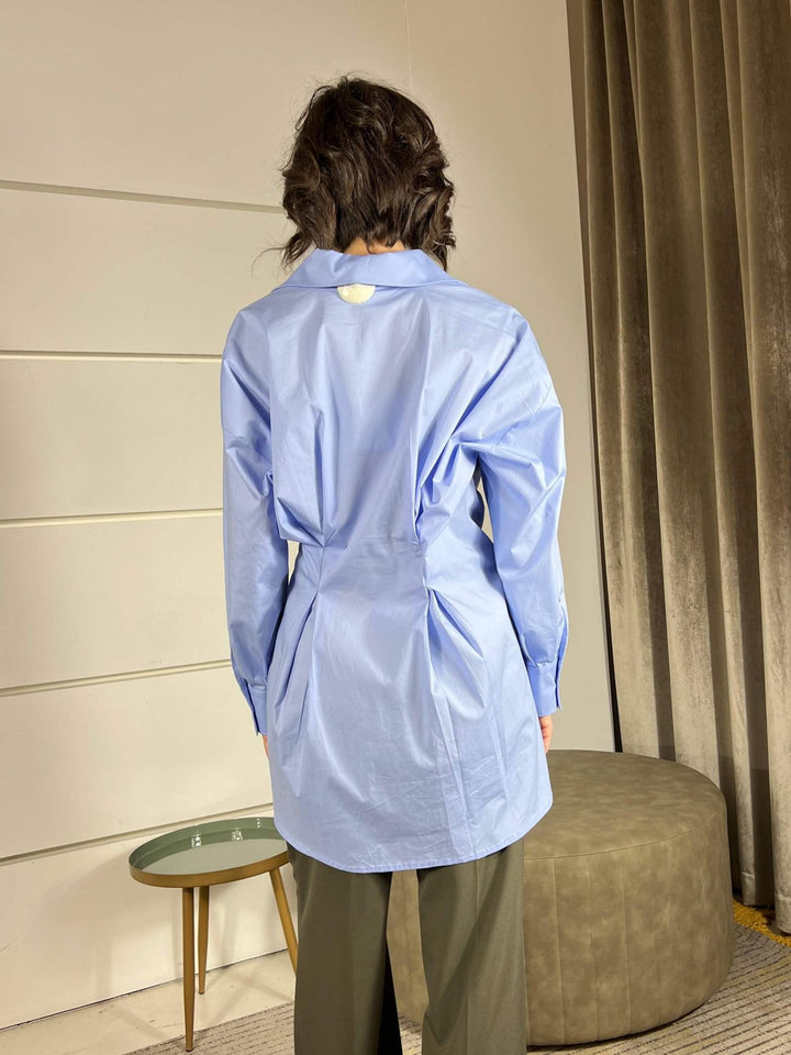 camicia con allacciatura storta celeste 26C1016CELESTE TENSIONE IN