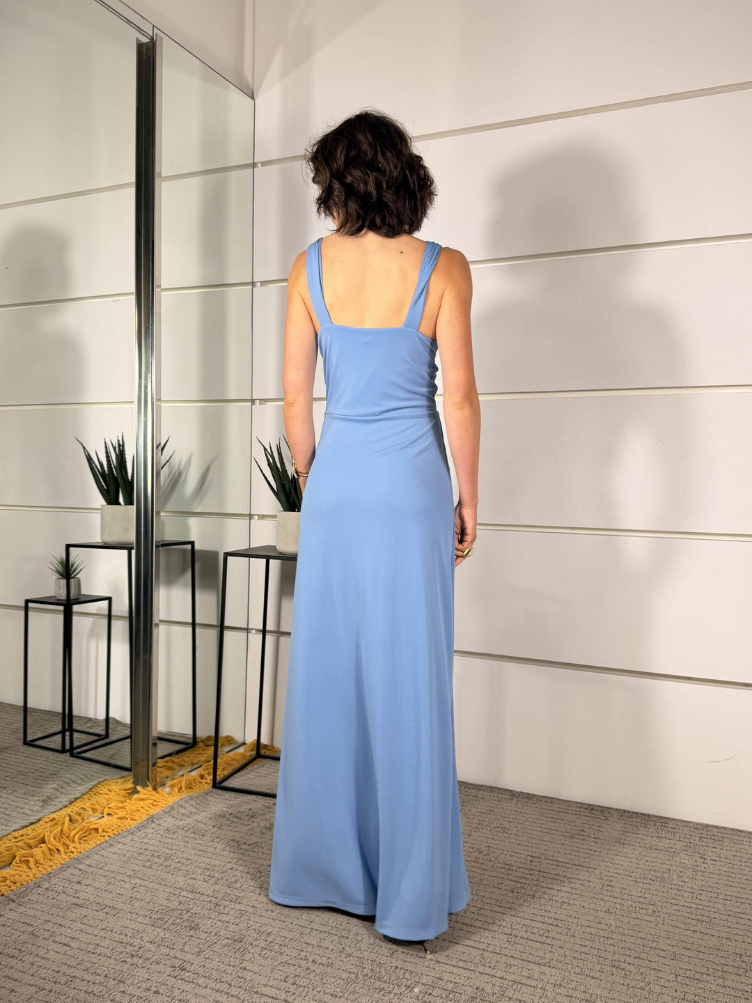 abito lungo con nodo in vita aazzurro polvere TAB2042AZZURRO POLVERE VICOLO