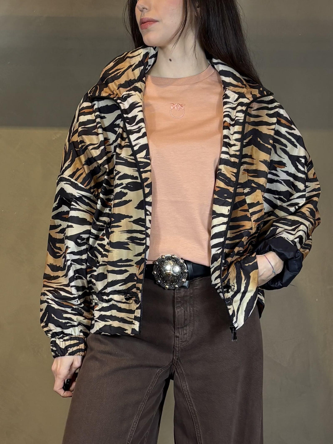 giubbotto tigrato con cappuccio DOTTYZC8 PINKO