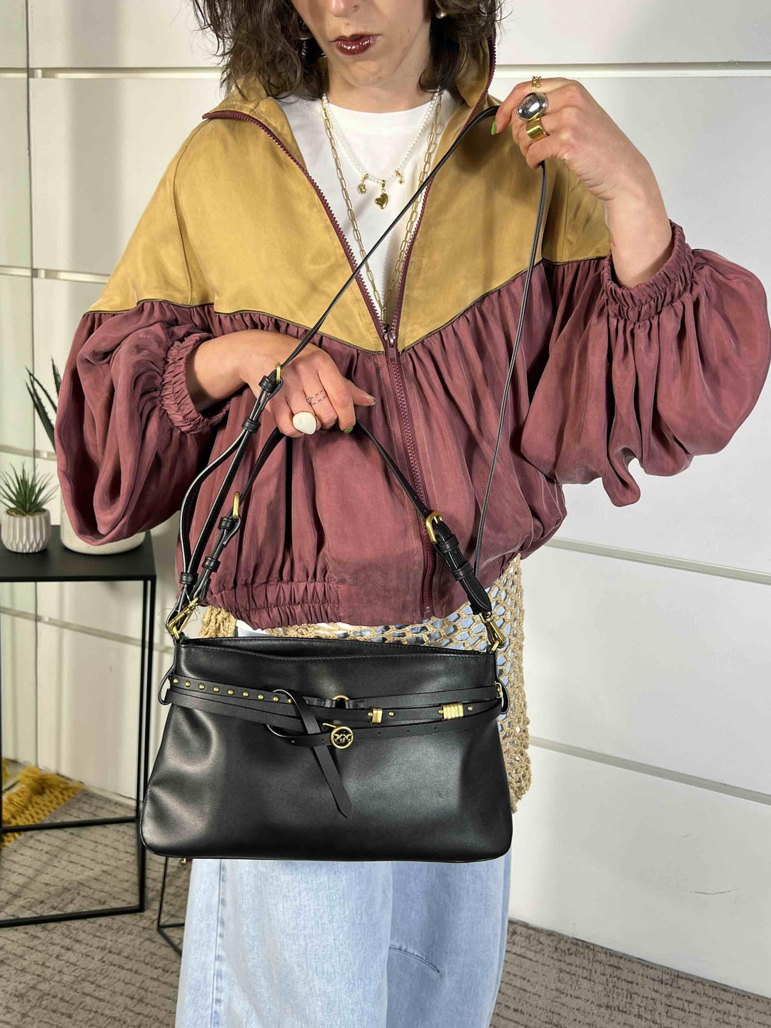 BORSA A SPALLA BEL BAG NERA BELT BAG CLASSICZ99Q PINKO