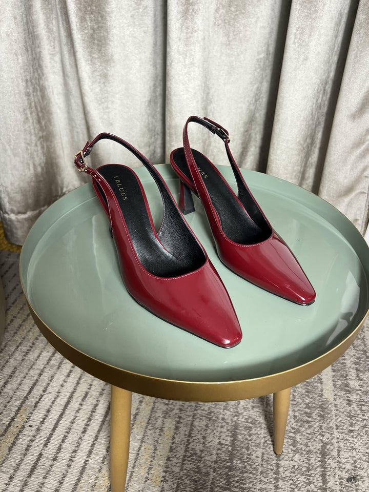 SLINGBACK ROSSA SCURO IN VERNICA CON PUNTA SQUADRATA SLING001 iBLUES 1