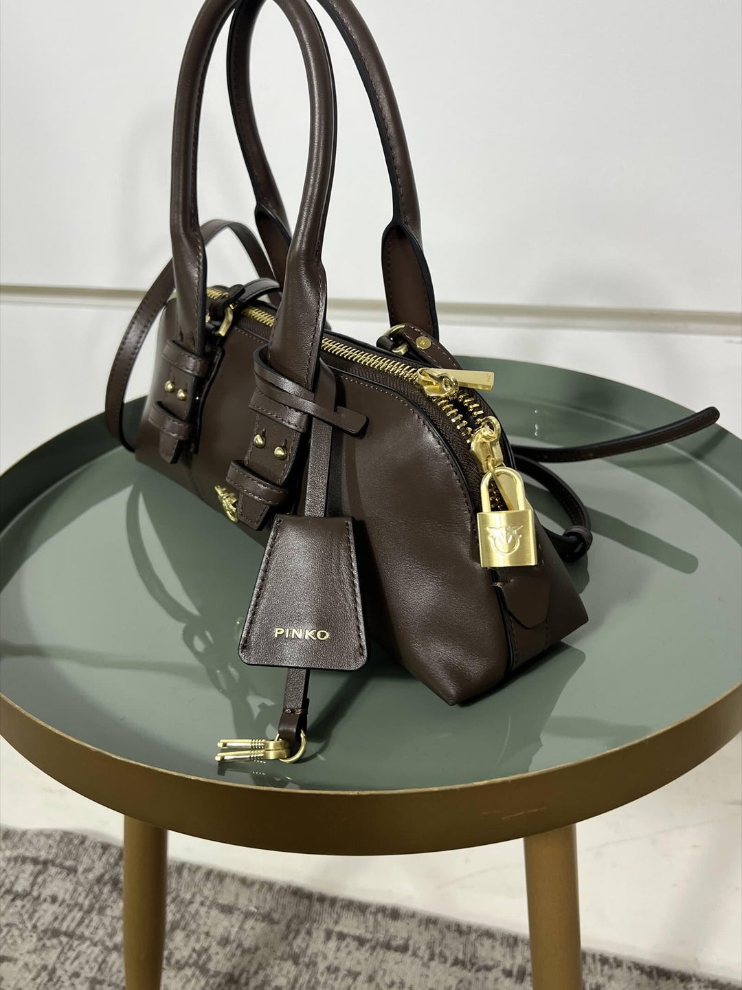 Borsa bowling baguette marrone BOWLING BAG BAGUETTEL74V PINKO