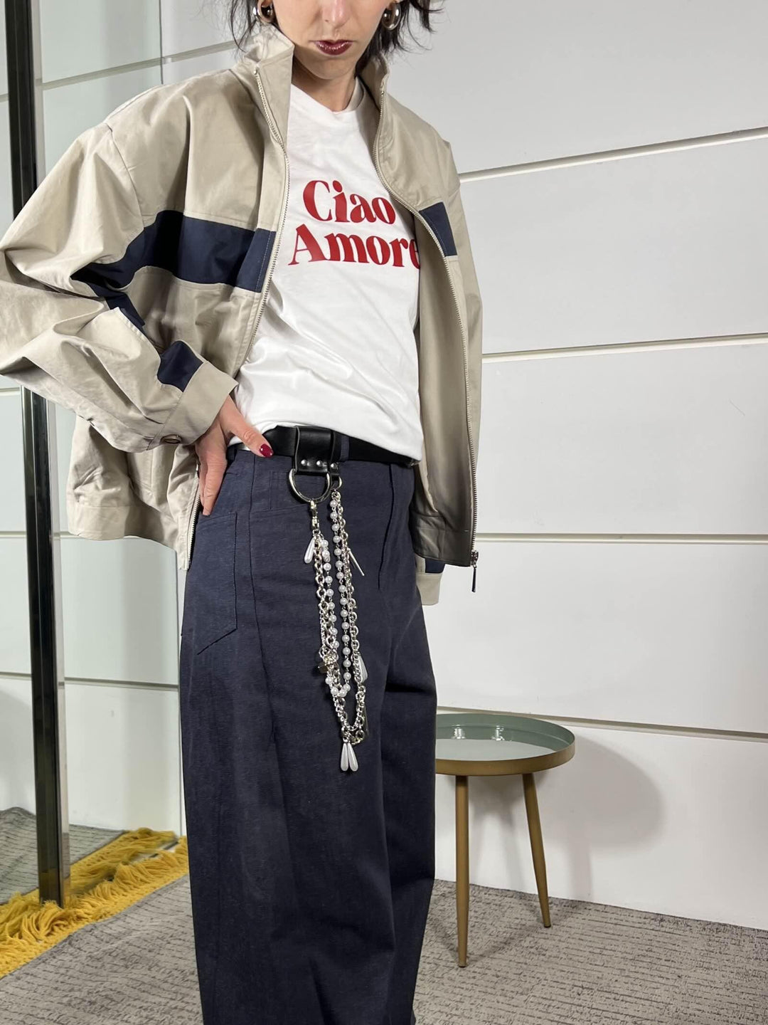 pantalone barel con cintura e charm, doppia tasca nel retro blu denim P6G9LAS1670 IMPERIAL