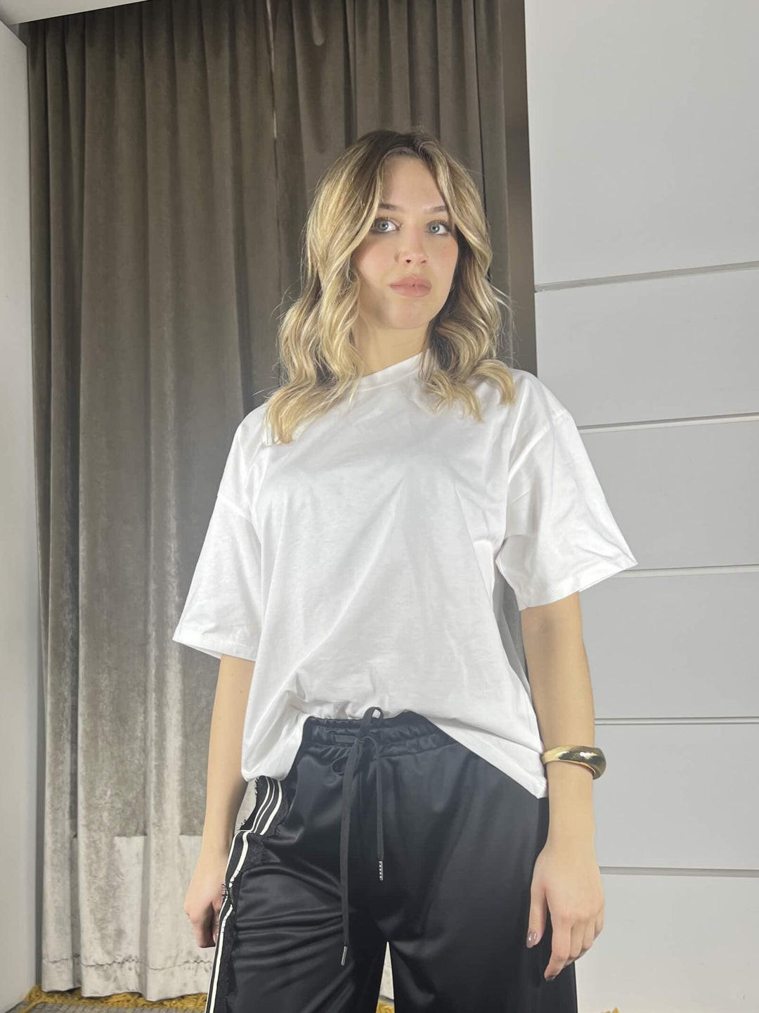 t.shirt  over, girocollo latte 11935LATTE SUSY MIX
