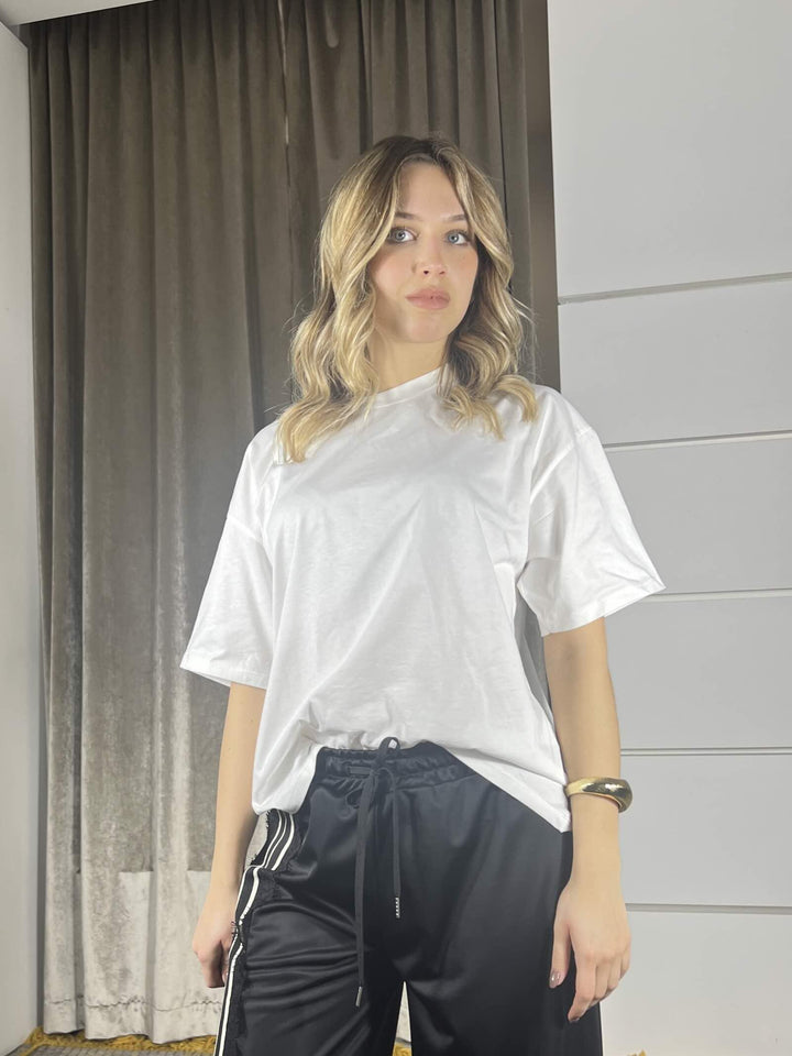 t.shirt  over, girocollo latte 11935LATTE SUSY MIX