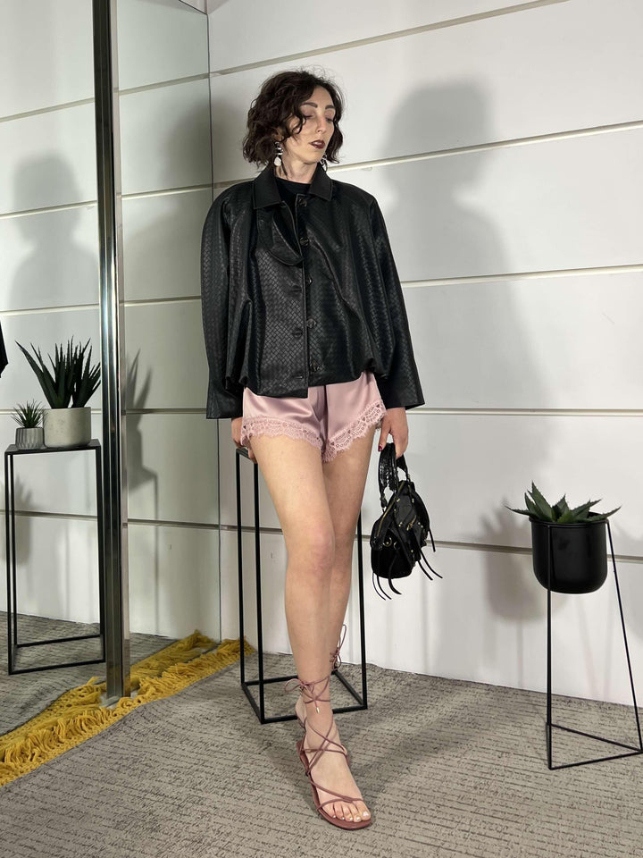 shorts satin con pizzo  rosa cipria PVS-Q316CIPRIA HAVE ONE