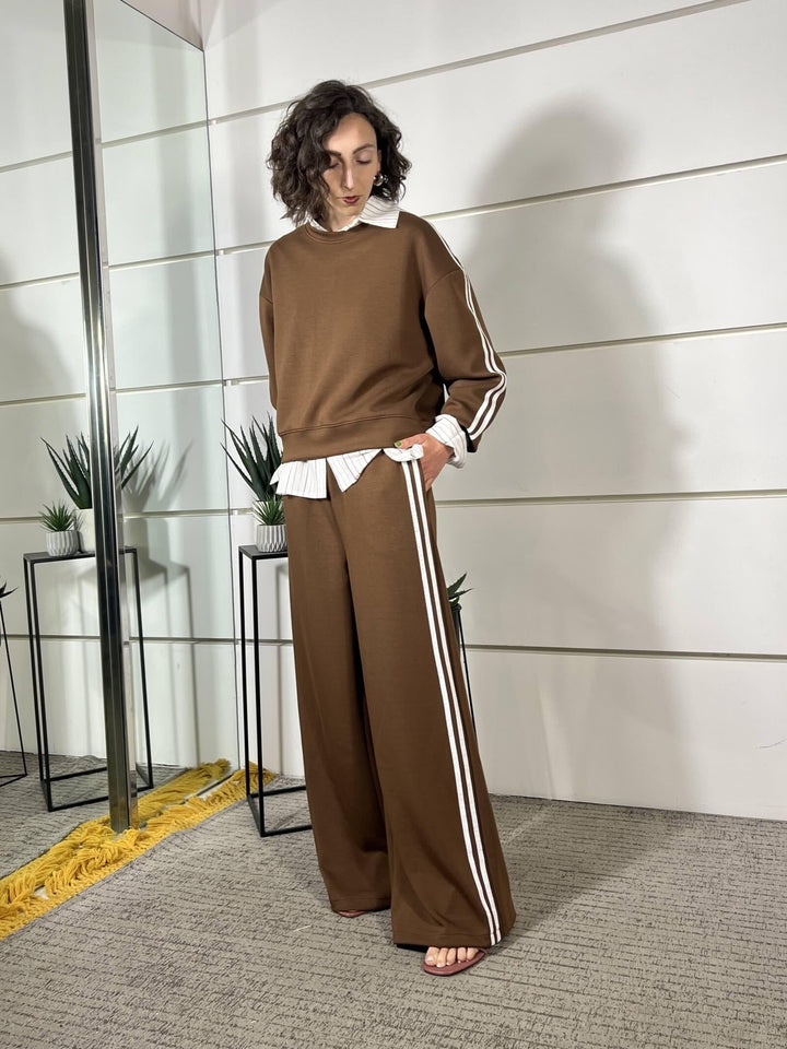 compelto felpa e pantalone con bande a lato moro 26MP8328/1MORO FEMME SELECTION