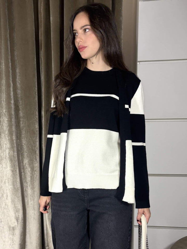 cardigan aperto in viscosa elasticizzata,a righe a contrasto di colore.51%vi 31%pl 18%pa CABB5110 CARLA G. MAGLIE