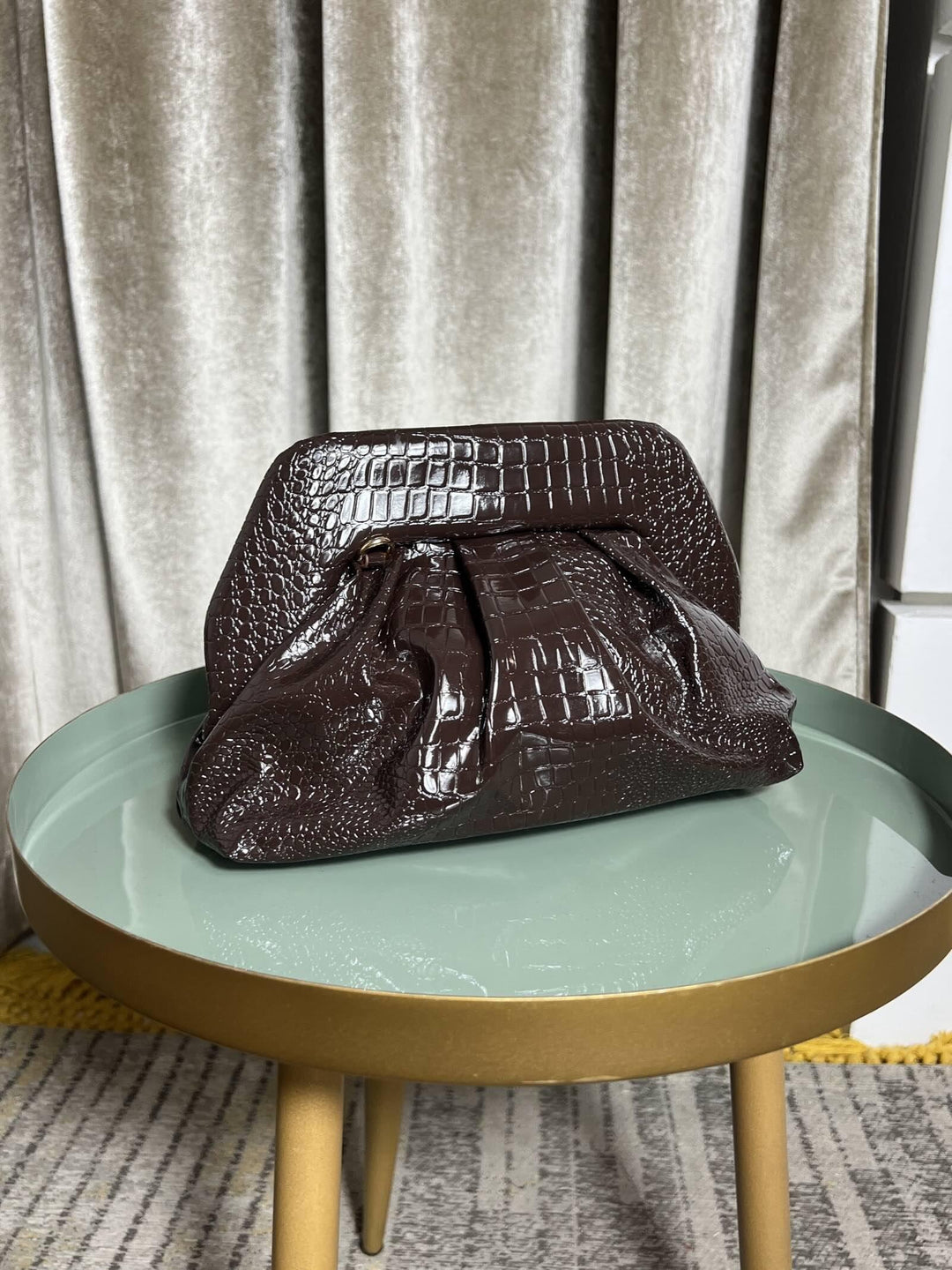 BORSA CLUTCH MARRONE IN ECOPELLE COCCO PRR0914COFEE FEMME CAFE SELECTION