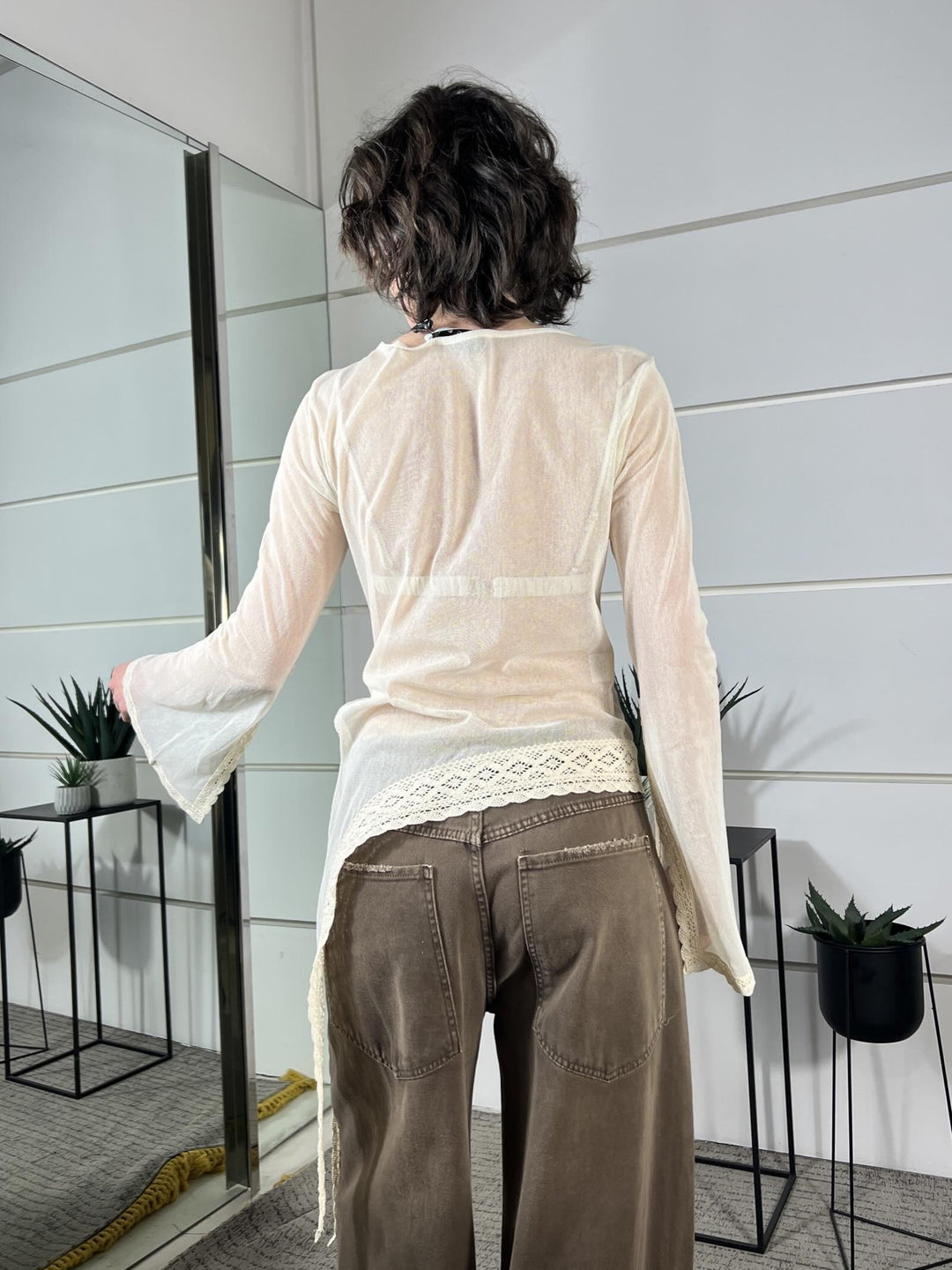 maglia con pizzo asimmetrica panna MVS-Q111BURRO HAVE ONE