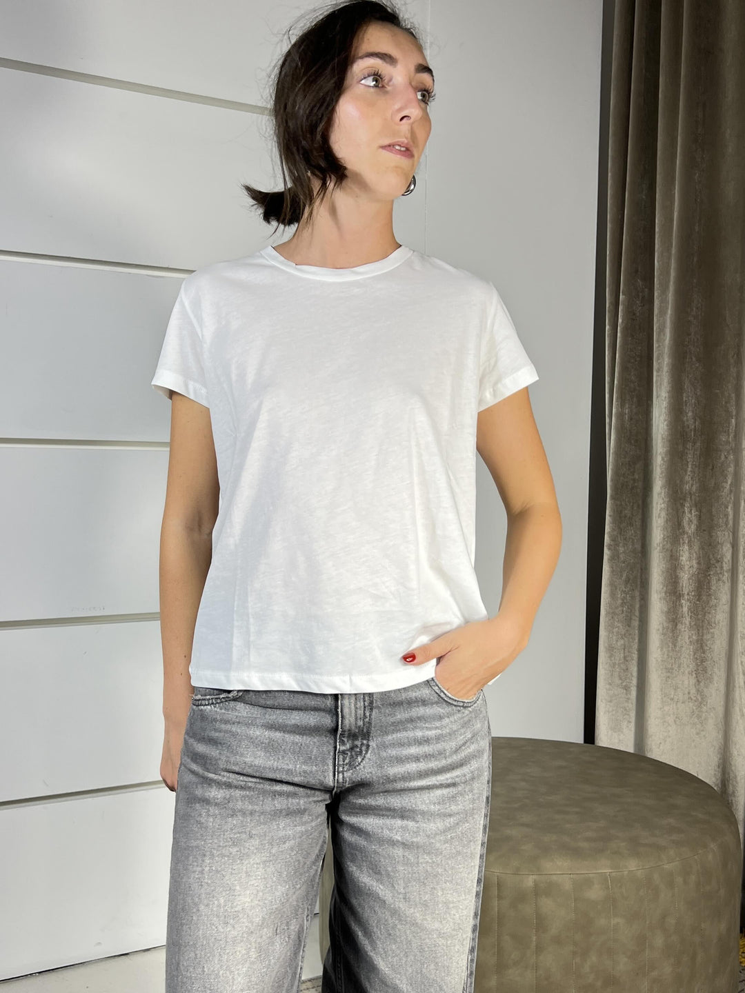 T-SHIRT BIANCA MANICA CORT SH000904LATTE SUSY MIX