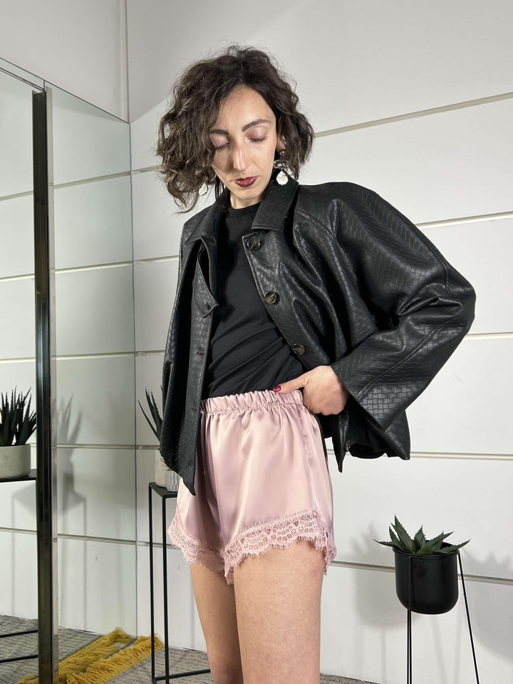 shorts satin con pizzo  rosa cipria PVS-Q316CIPRIA HAVE ONE