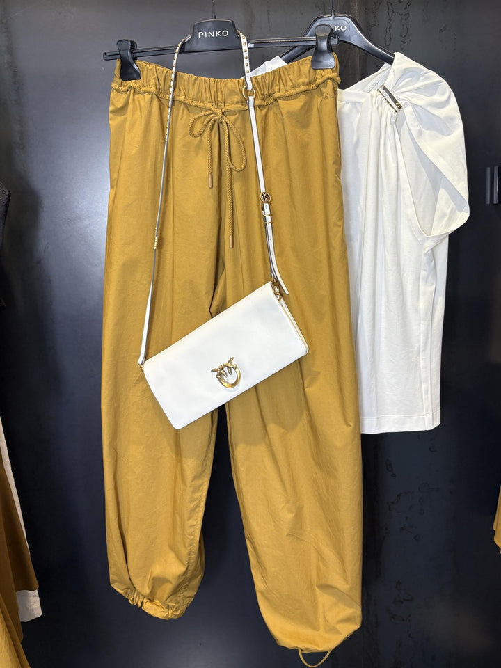 pochette a tracolla bianco seta e oro CLICK SOFT HORIZONTAL CLASSICZ15Q PINKO