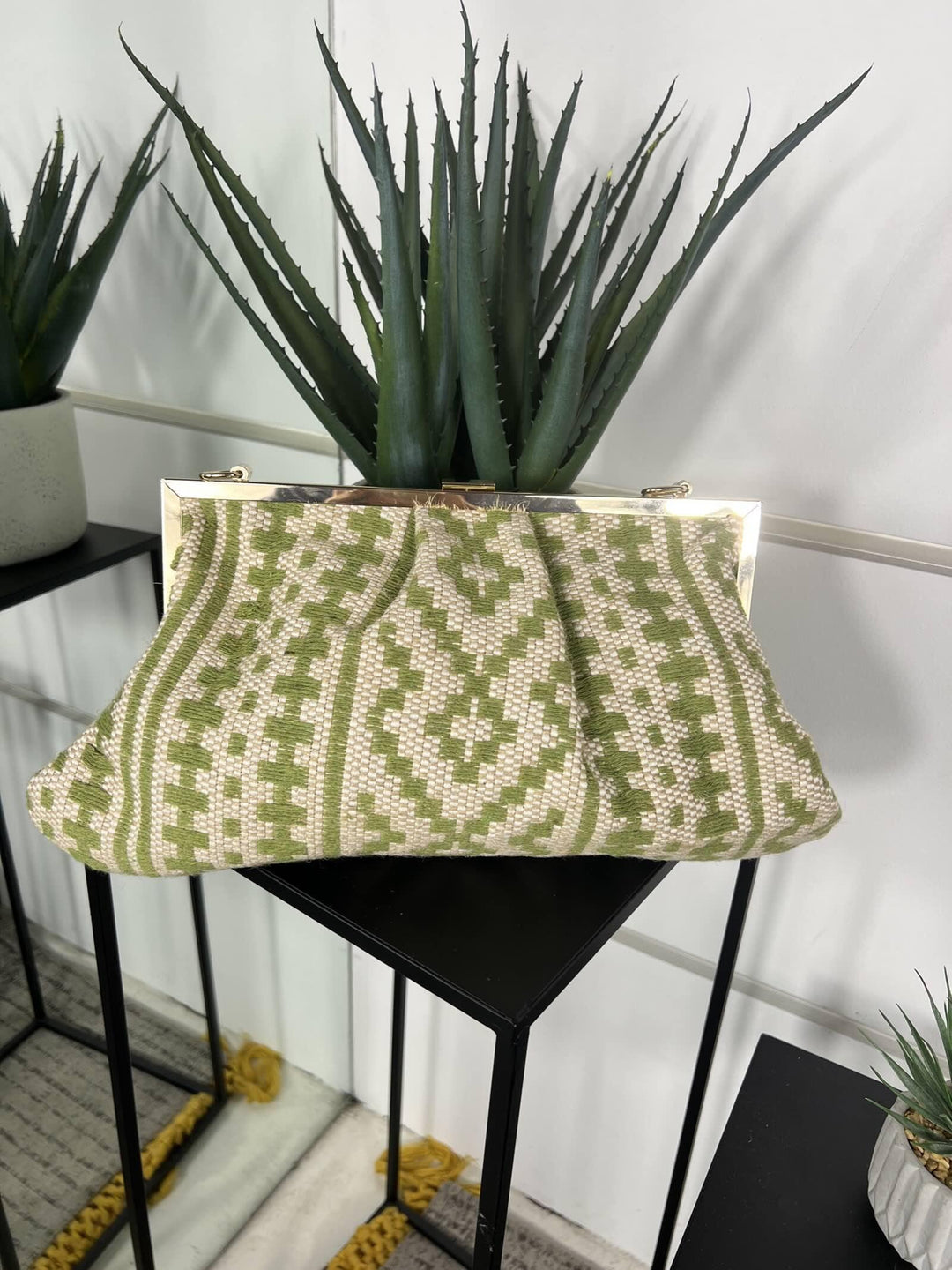 borsa a clutch con fantasia geometrica green  con tracolla FF27472GREEN FEMME CAFE SELECTION