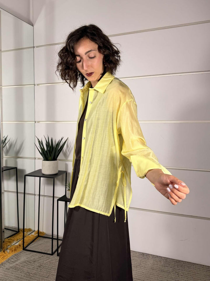 camicia in voille con lacci a lato gialla WCAM26SP1050GIALLO TWO WAY