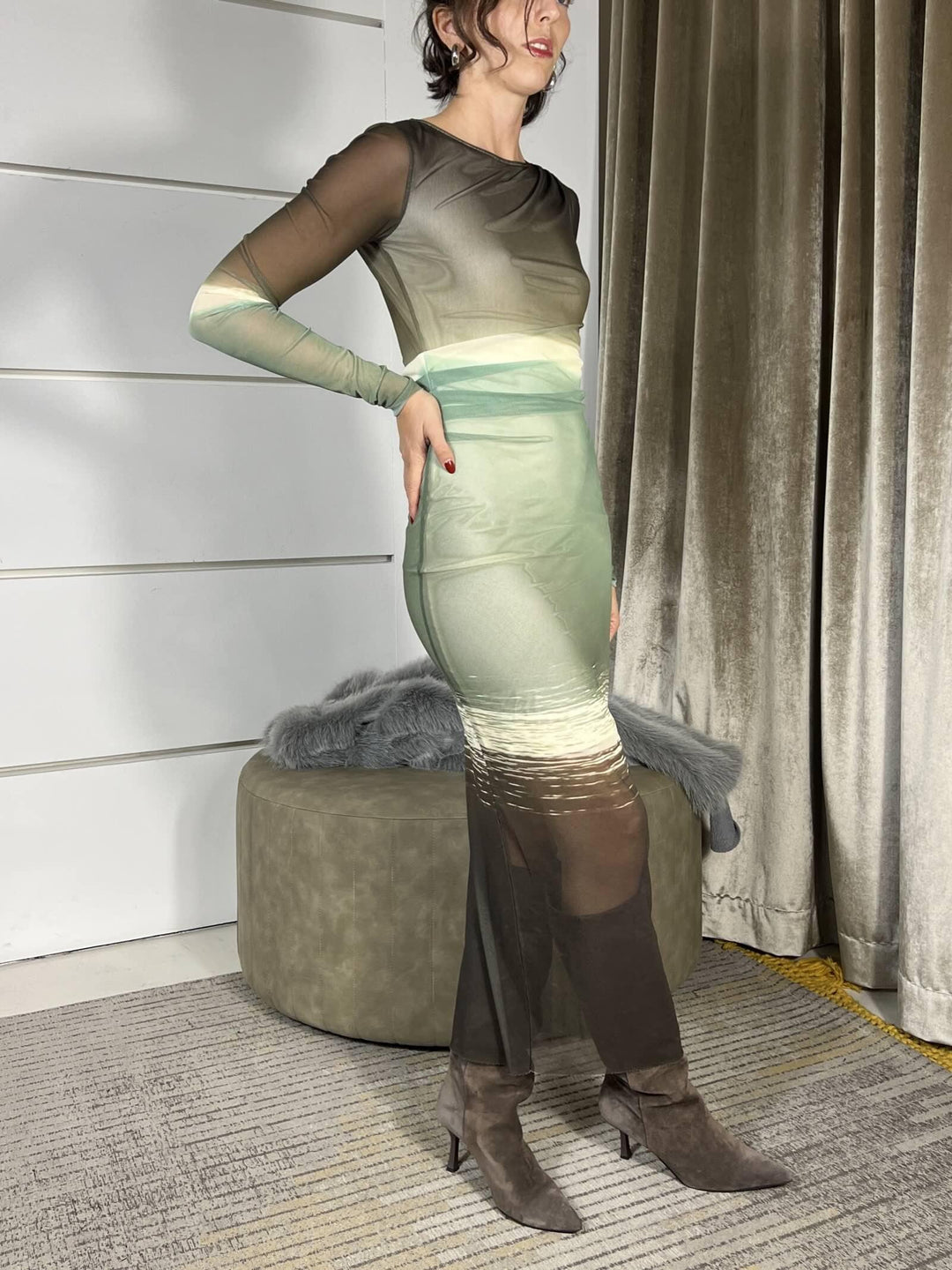 ABITO DEGRADE IN TULLE VERDE 8A1578J324FM43 PATRIZIA PEPE PREVIEW