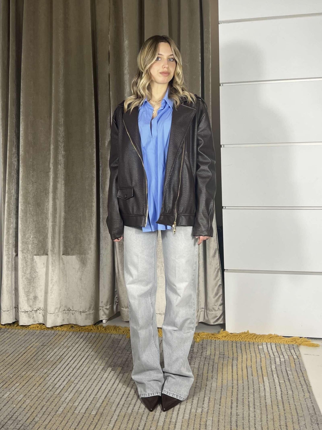 chiodo over in ecopelle  moro KMI-Q003MORO HAVE ONE