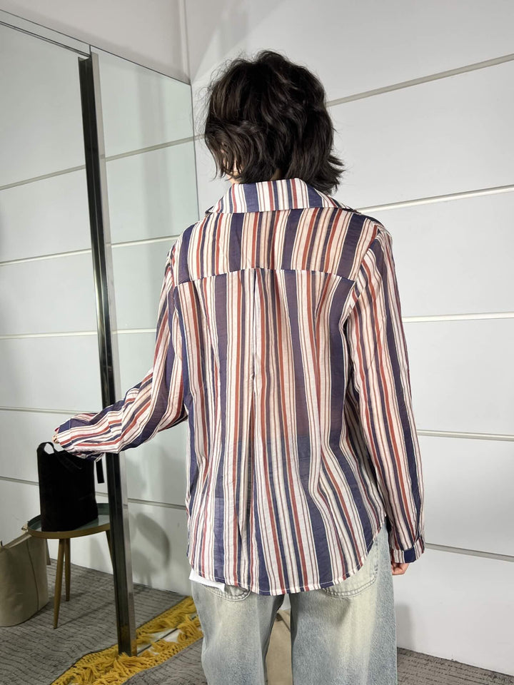 camicia a righe manica lunga blu navy Z098CH3401BLU NAVY SUSY MIX