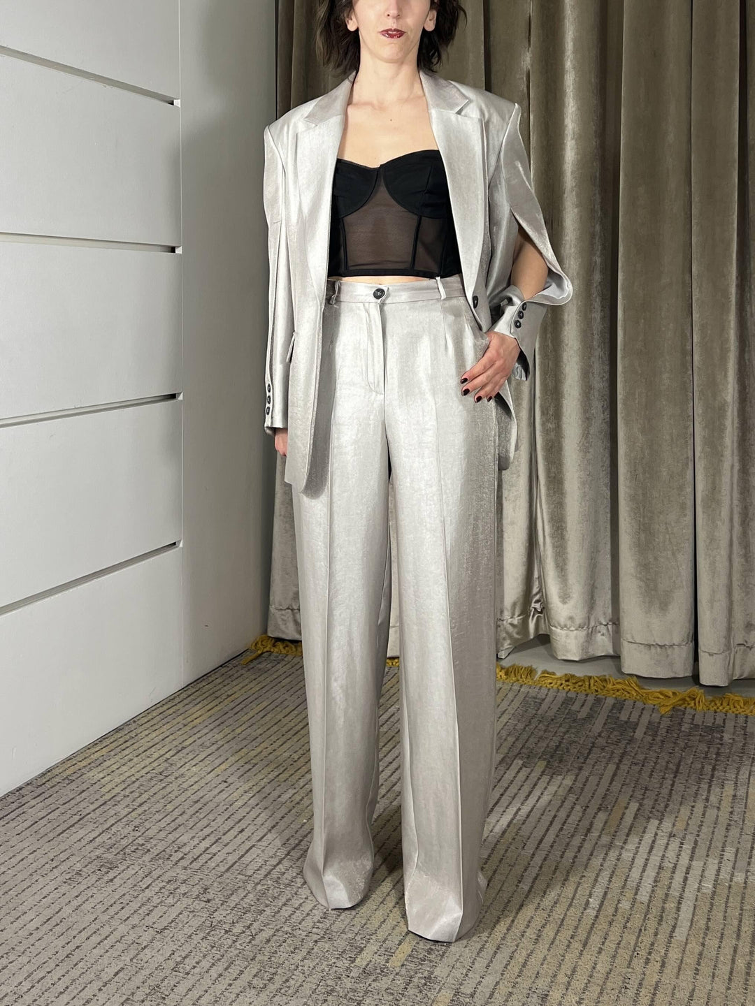 pantalone a palazzo grigio perla PGE-Q100PERLA HAVE ONE