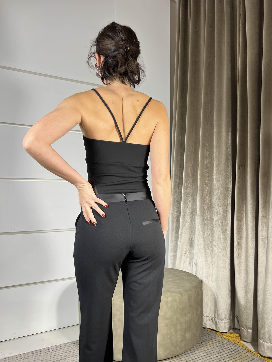 body con spalline sottili e inserti in rete nero B264KHG1900 IMPERIAL