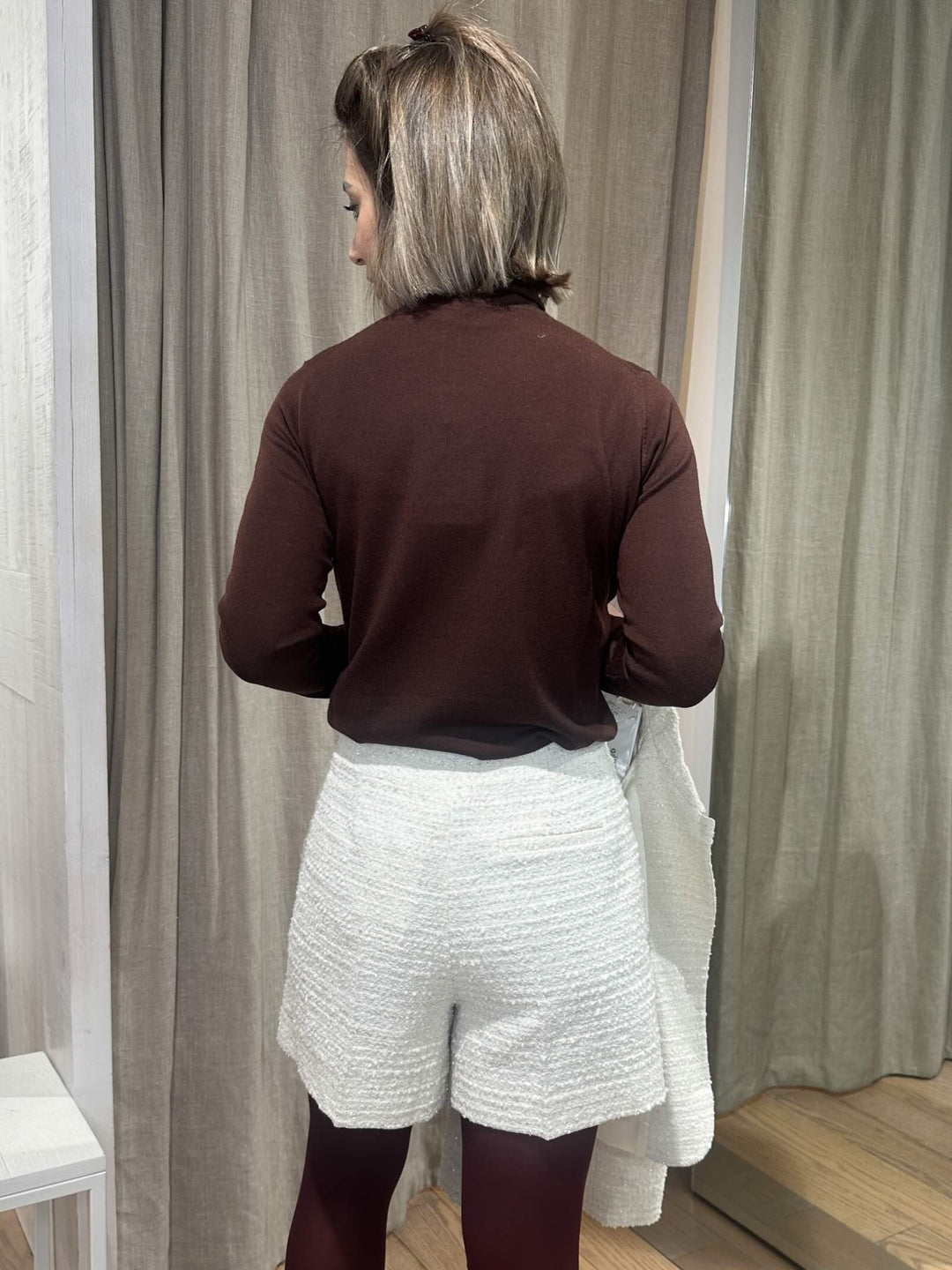 SHORTS AVORIO IN STUOIA JACQUARD LAMè GOLOSO001 iBLUES 2