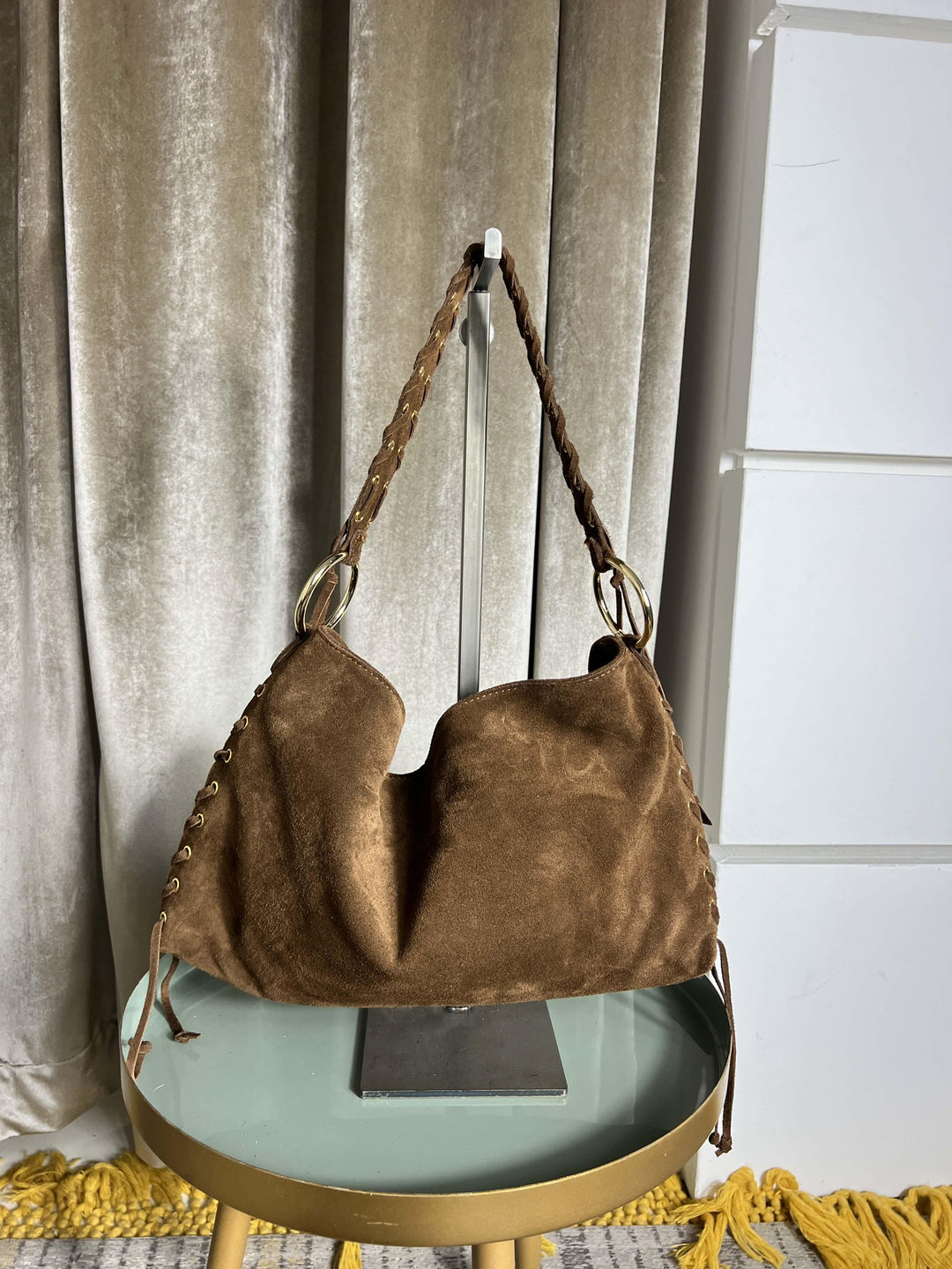 borsa in camoscio in vera pelle bruciato 604021 BRUCIATO FEMME CAFE SELECTION