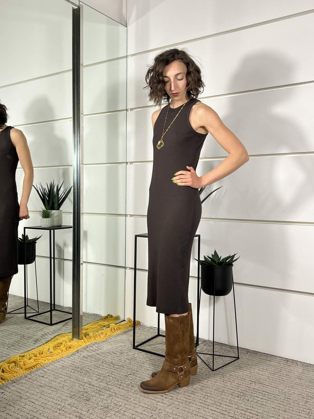 abito lungo a costine moro UAB0047MORO VICOLO