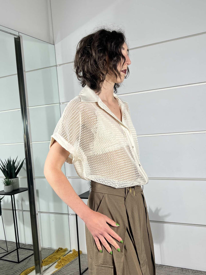 maglia a polo a rete beige TAB1937BEIGE 06/1 VICOLO