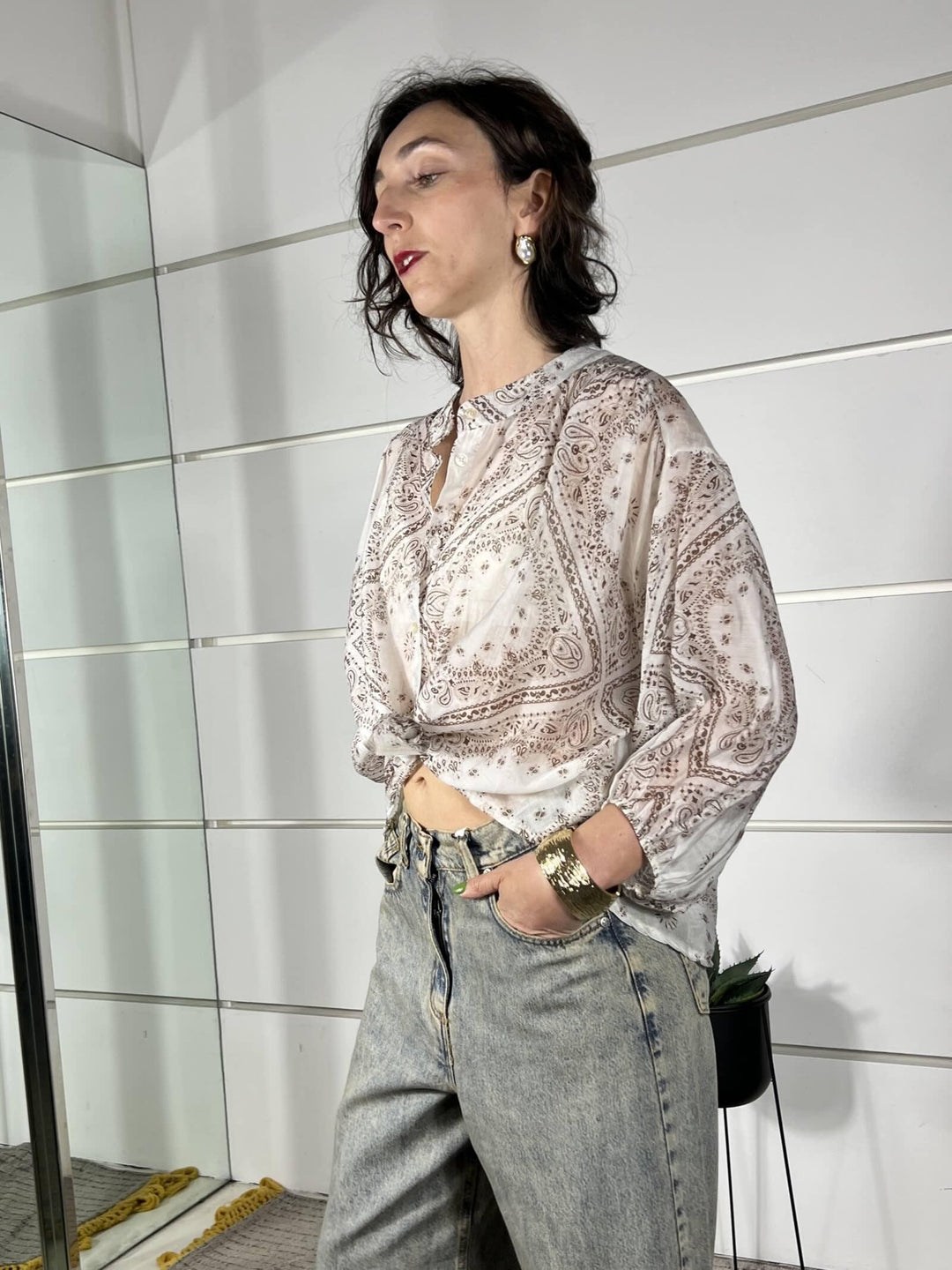 camicia stampa bandana latte C815371GY24LATTE SUSY MIX