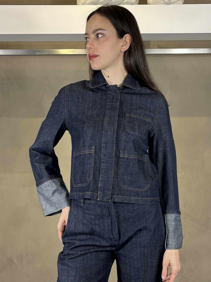 Giubbotto cropped denim scuro G019CUMG065 MANILA GRACE
