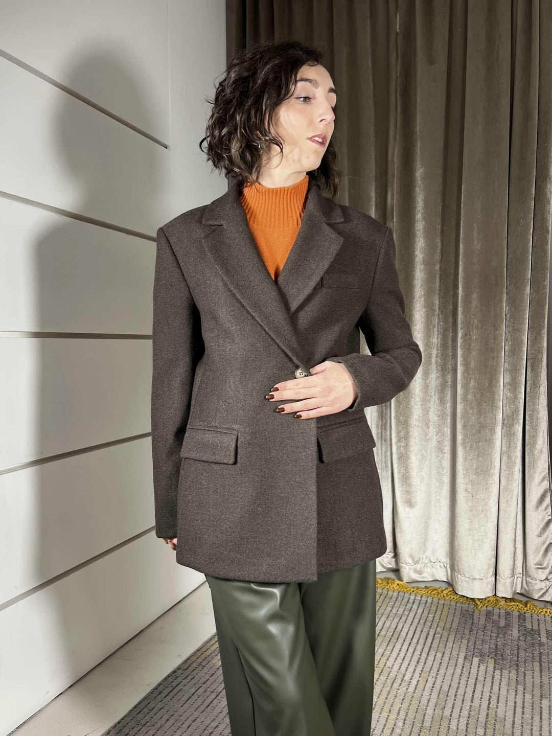 giacca cappotto doppiopetto moro in misto lana  JCB-P134MORO HAVE ONE