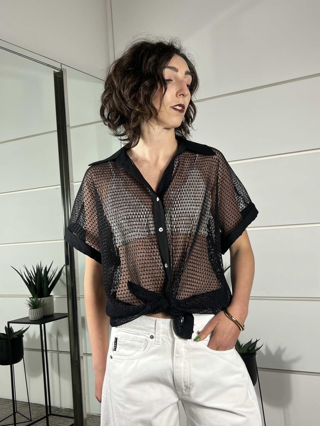 maglia a polo a rete nera TAB1937NERO 99 VICOLO