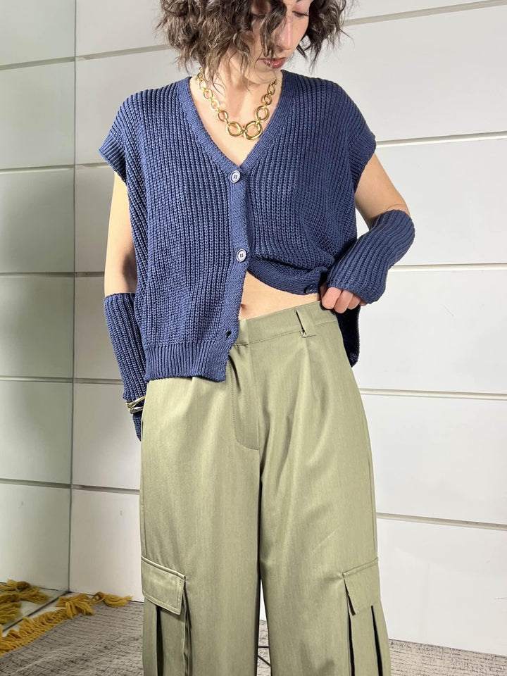 pantalone con tasconi a palazzo militare PMI-Q021MILITARE HAVE ONE