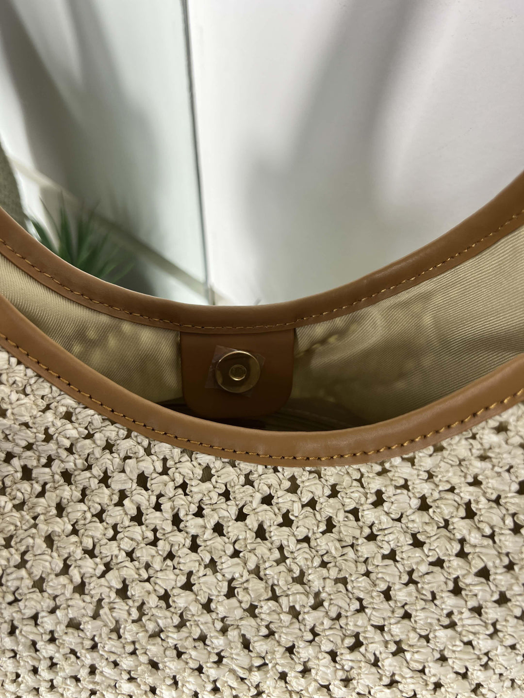 borsa a spalla in rafiamarmo con inserti in pelle RF-B0182MARMO FEMME CAFE SELECTION