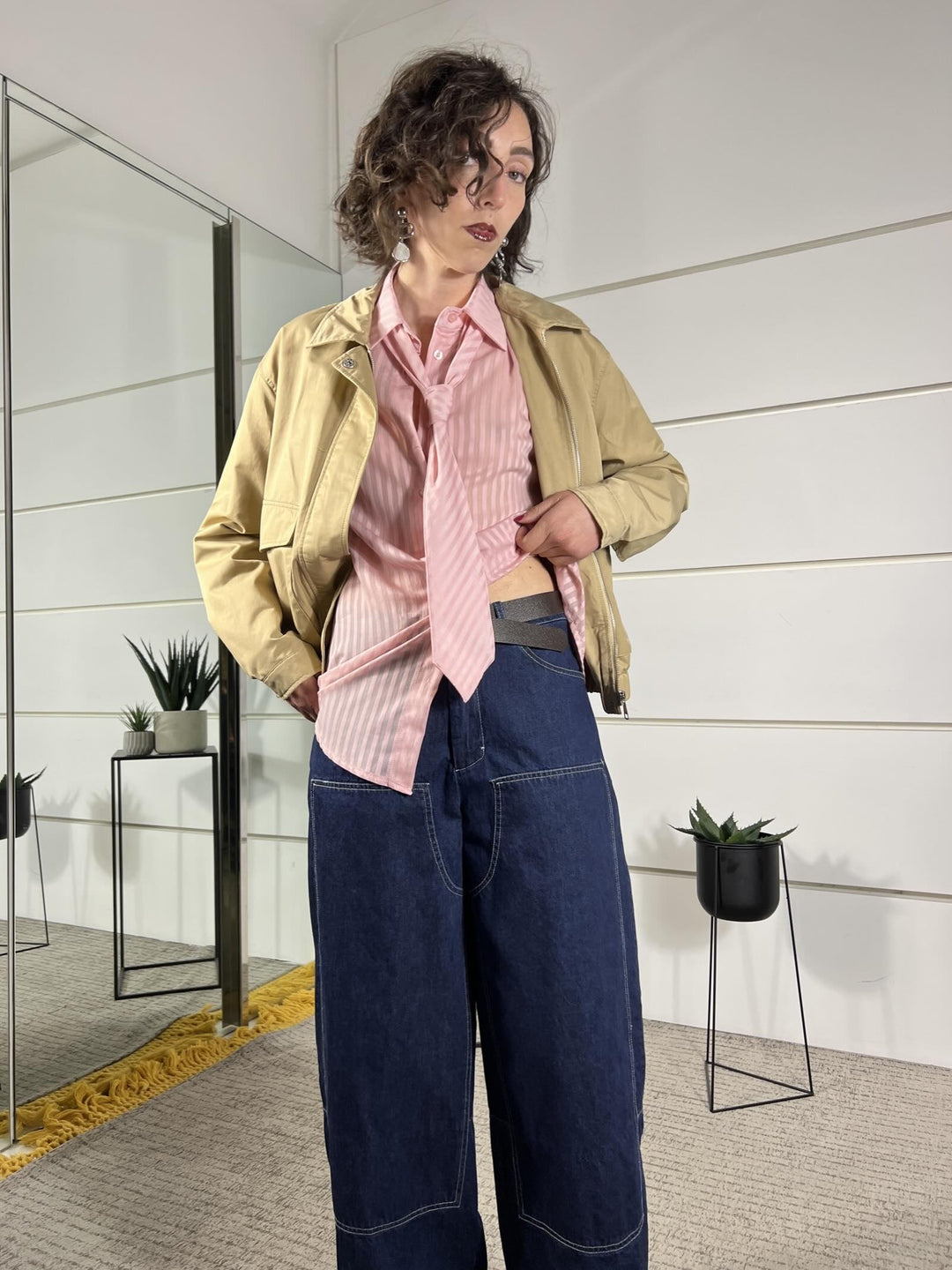 jeans work con impunture a contrasto denim scuro 60410PBLU SUSY MIX
