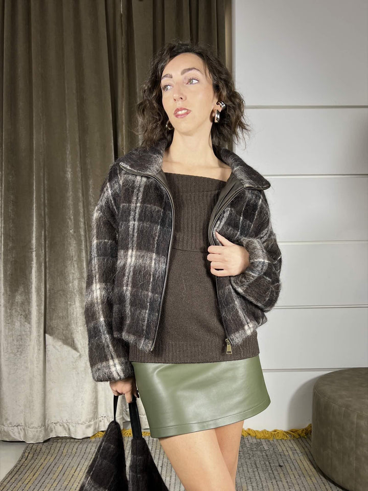 BOMBER CHECK MORO IN LANA D01E0893MORO PHILIA LOFT