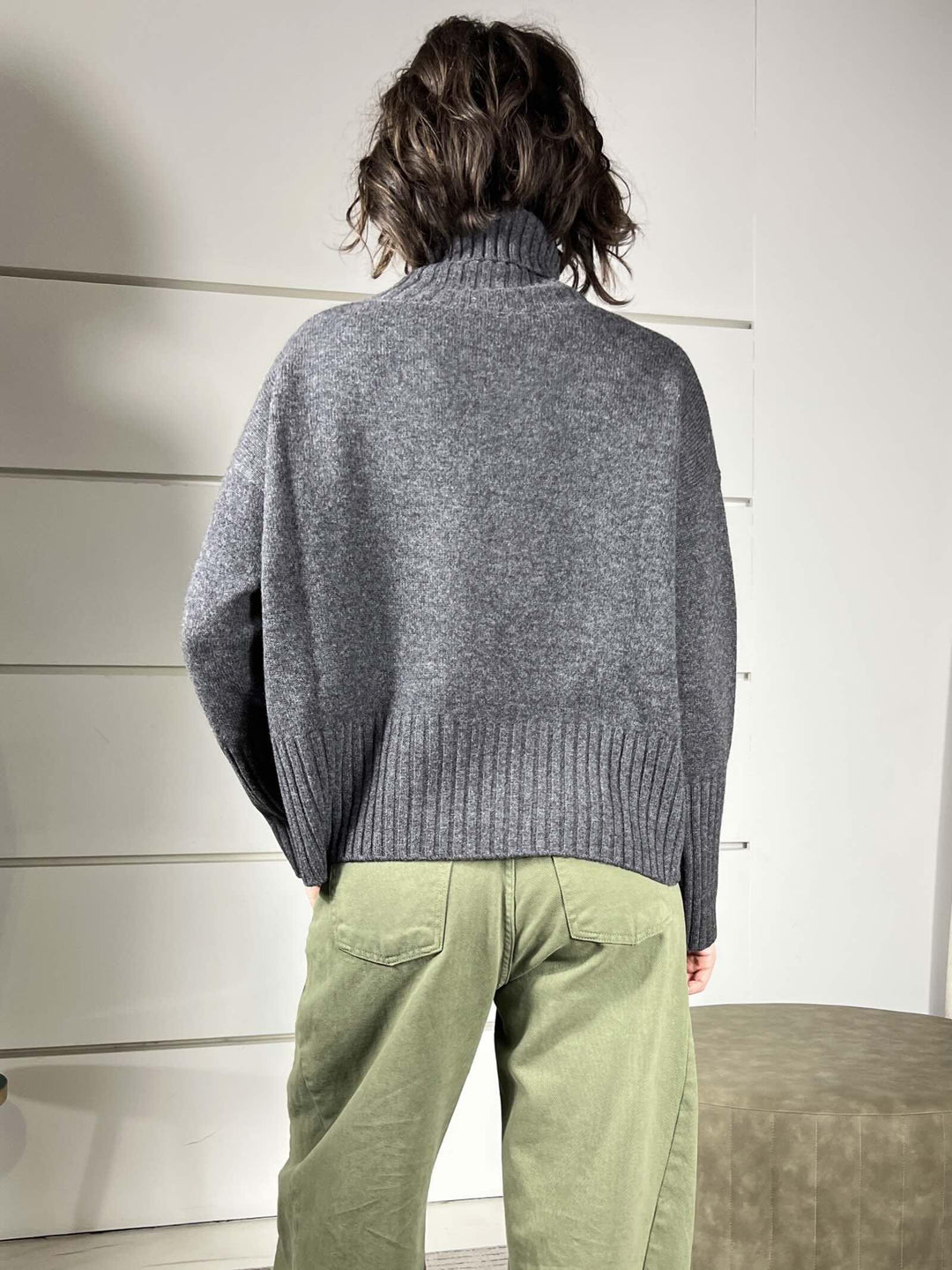 maglione collo alto con coste 100%lana catrame WL938-7AI25CATRAME TENSIONE IN