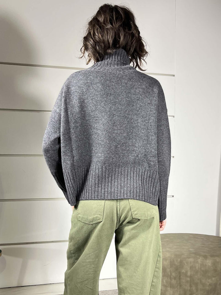 maglione collo alto con coste 100%lana catrame WL938-7AI25CATRAME TENSIONE IN