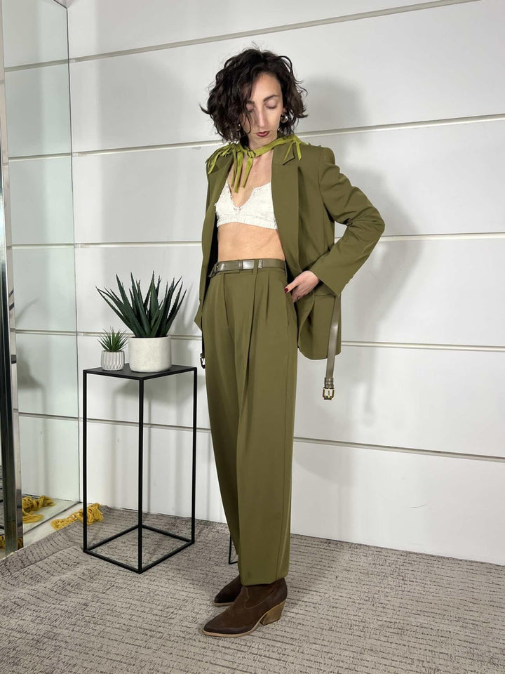 pantalone con pinces e cintura pistacchio P8C0LIC1748 IMPERIAL
