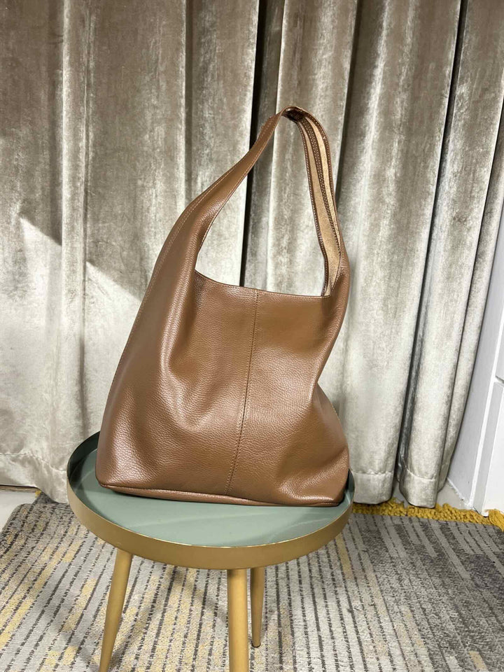 borsa a spalla in vera pelle con zip bruciato 597821 BRUCIATO FEMME CAFE SELECTION