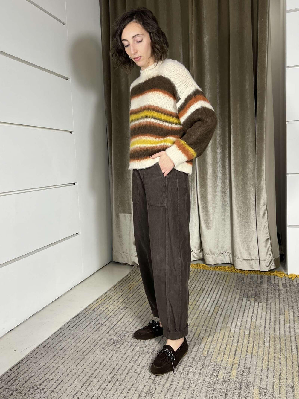 pantalone velluto moro a ovetto 59054PMORO SUSY MIX