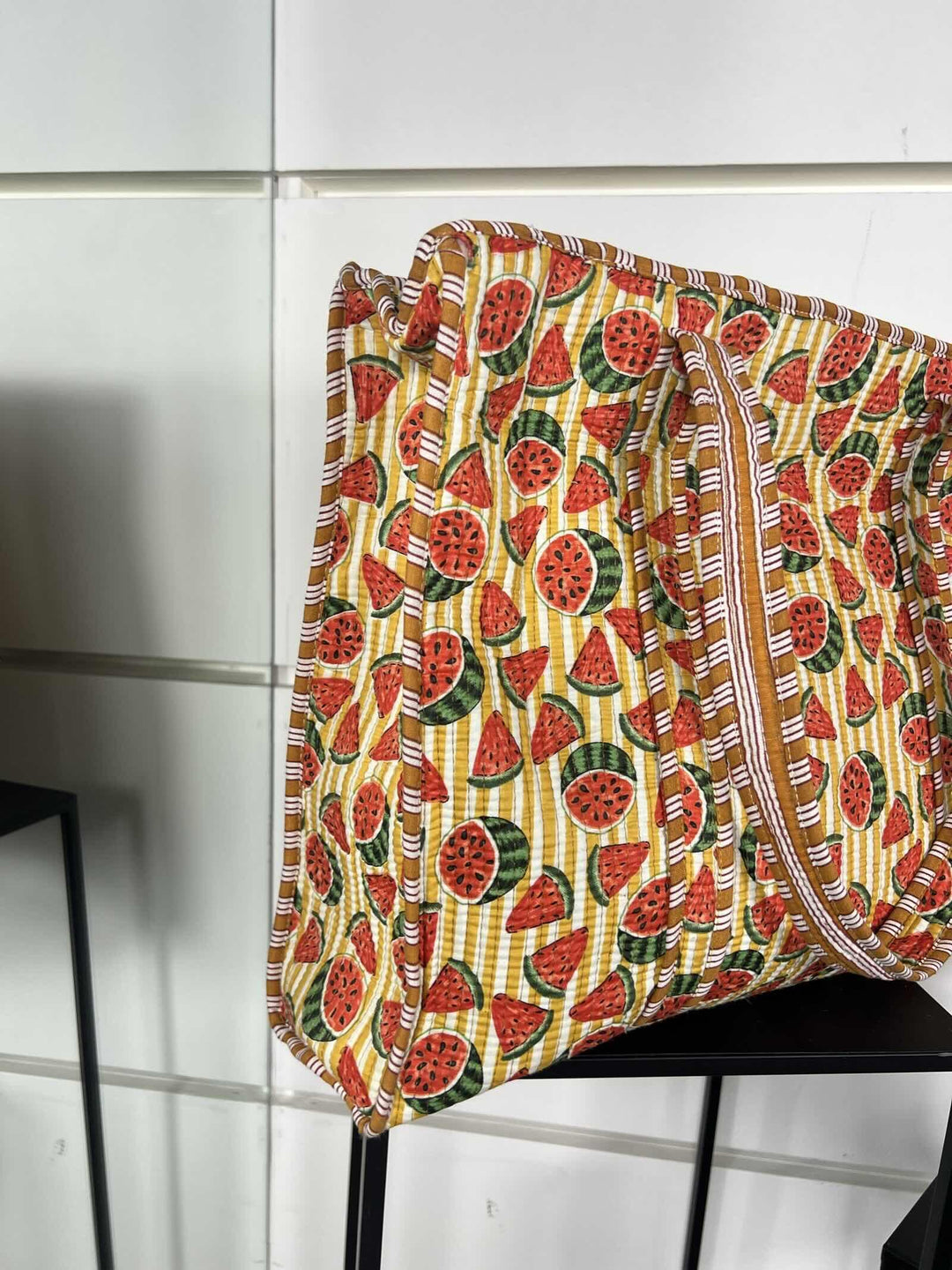 borsa in cotone con stampa anguria senape CO-B0225ANGURIA/SENAPE FEMME CAFE SELECTION