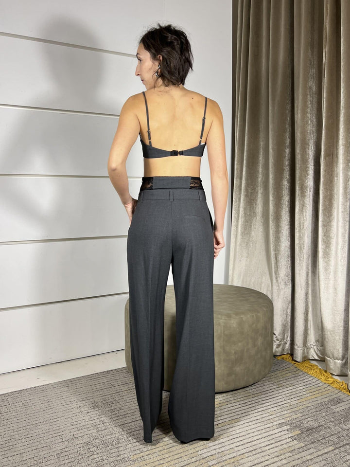 pantalone a palazzo piombo con corsetto in pizzon ero P6C3KFU1945 IMPERIAL