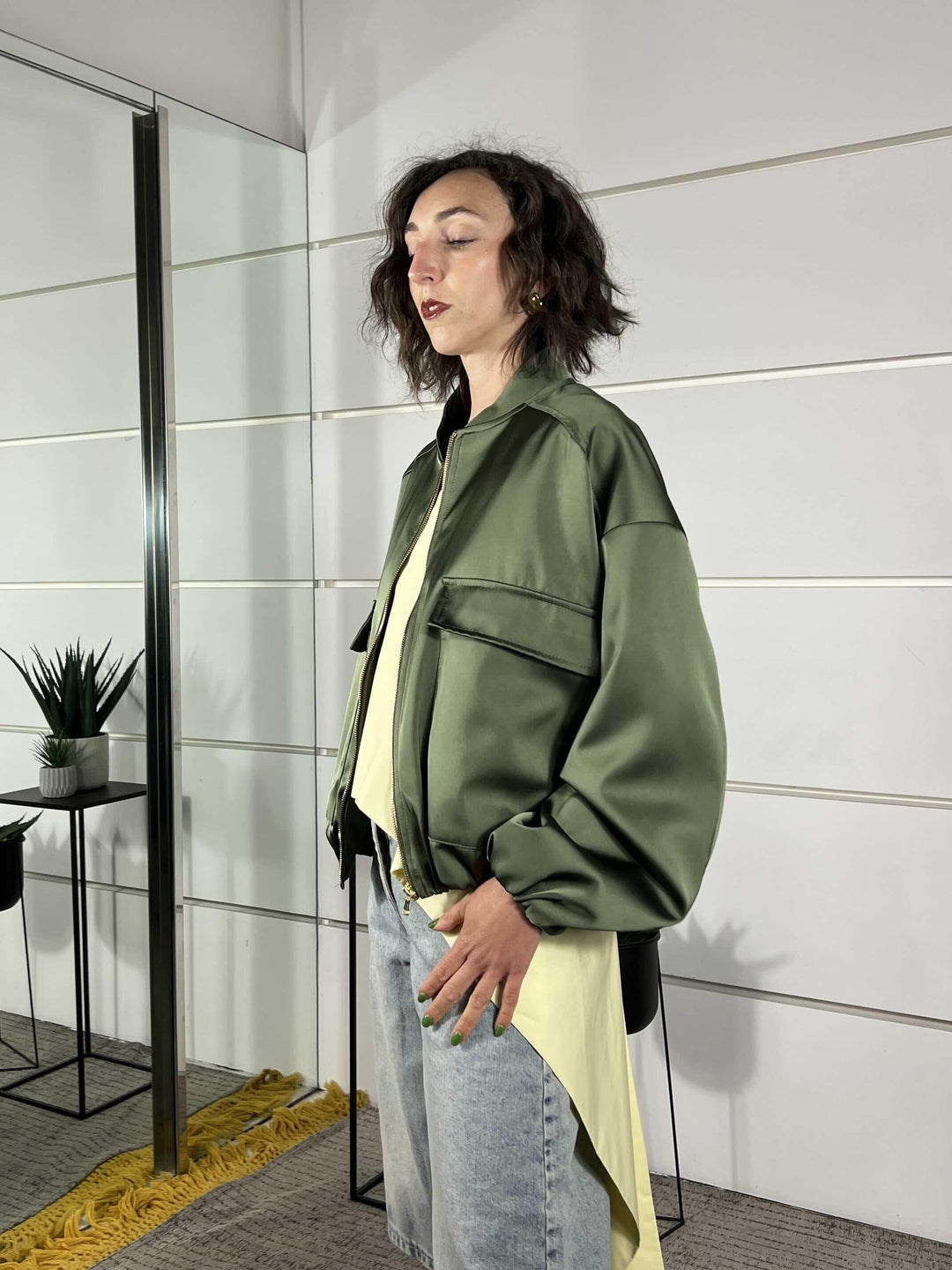 bomber con tasca satin verde TAB0623VERDE VICOLO