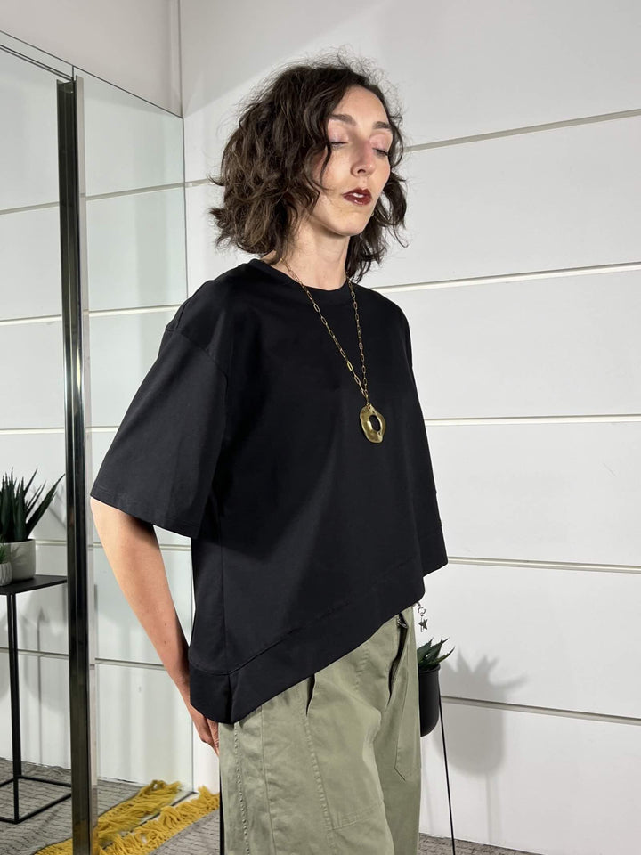 t-shirt girocollo nera nero UAB0281NERO 99 VICOLO