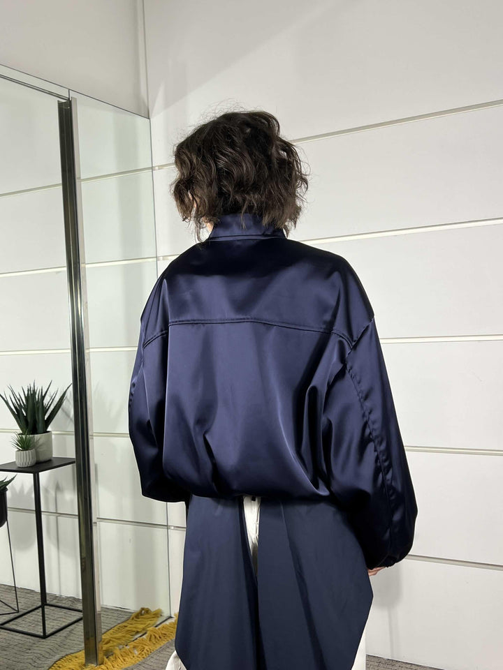 bomber con tasca satin blu TAB0623BLU VICOLO